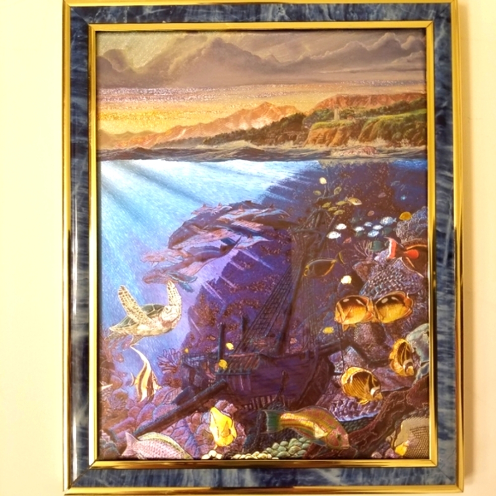 Rare Collectible Gorgeous Hawaii Sunset Riff Lazer Etched Picture